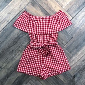 Red Gingham Romper